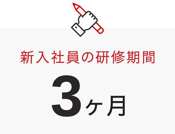 新入社員の研修期間：3ヶ月